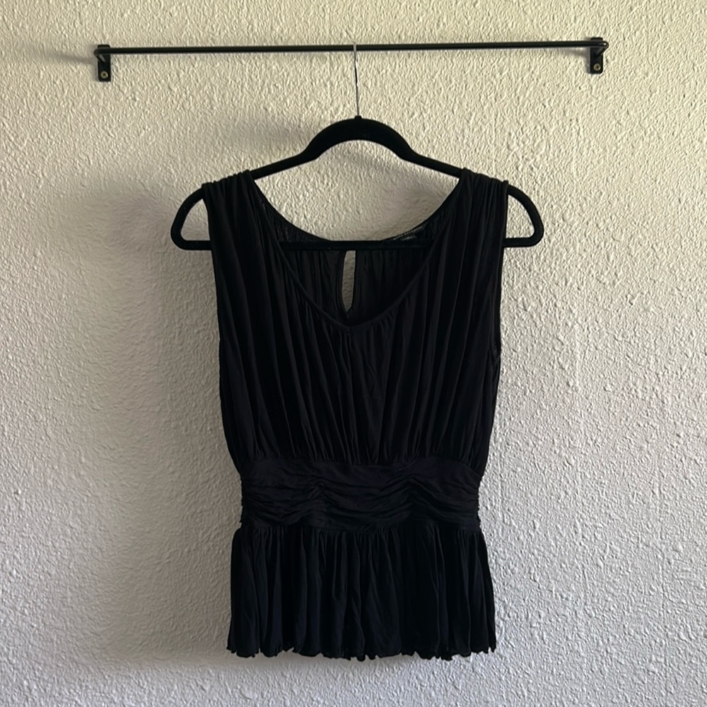 Fluttery Black Banded & Gathered Top